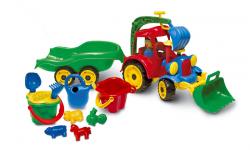 Traktor koparko-�adowarka z przyczep� i zestawem 10 el. do piasku