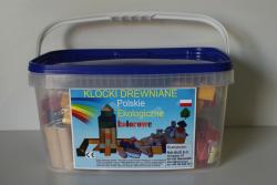 Klocki drewniane 160 element�w w wiaderku - polski producent