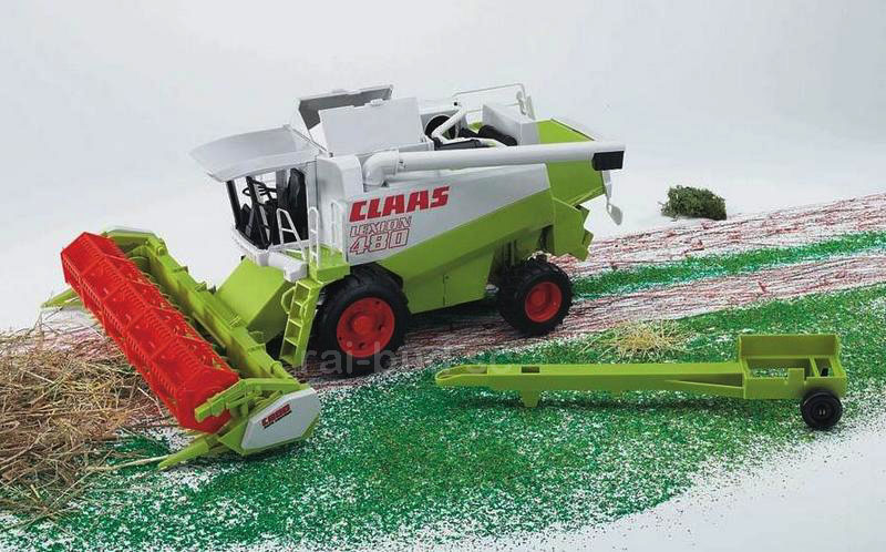 KOMBAJN CLAAS LEXION 480 + HEDER Z PRZYCZEPA BRUDER 02120