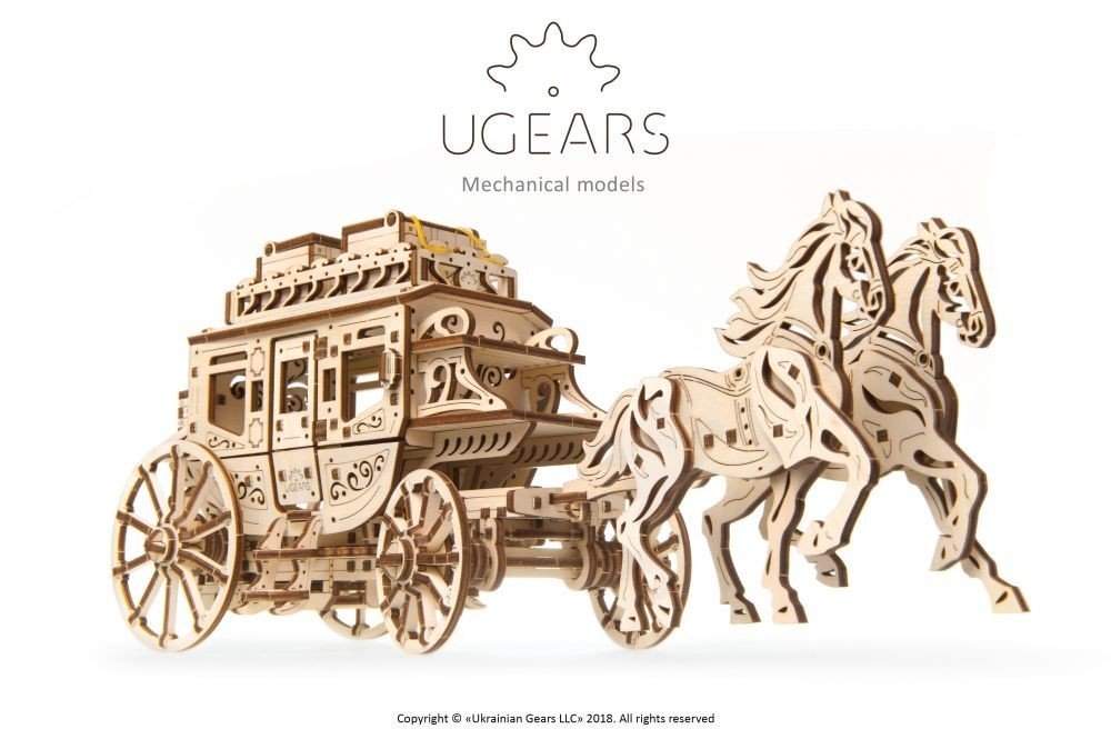 Dyliżans Pocztowy Model mechaniczny do składania Ugears 70045