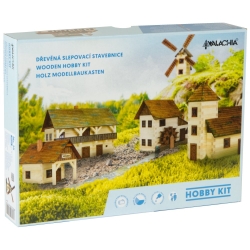 Wieża Duża z balkonami Klocki drewniane nr 28 18x18x43cm 276 el. Wieża