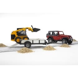 Jeep Wrangler z lawetą + ładowarka CAT, Bruder 02924