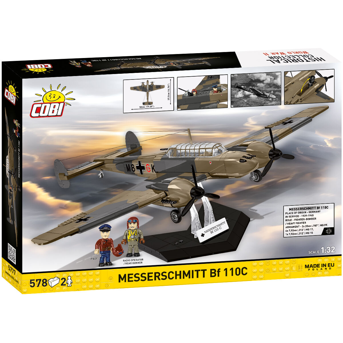 Model Messerschmitta Bf 110C w ujęciu z przodu