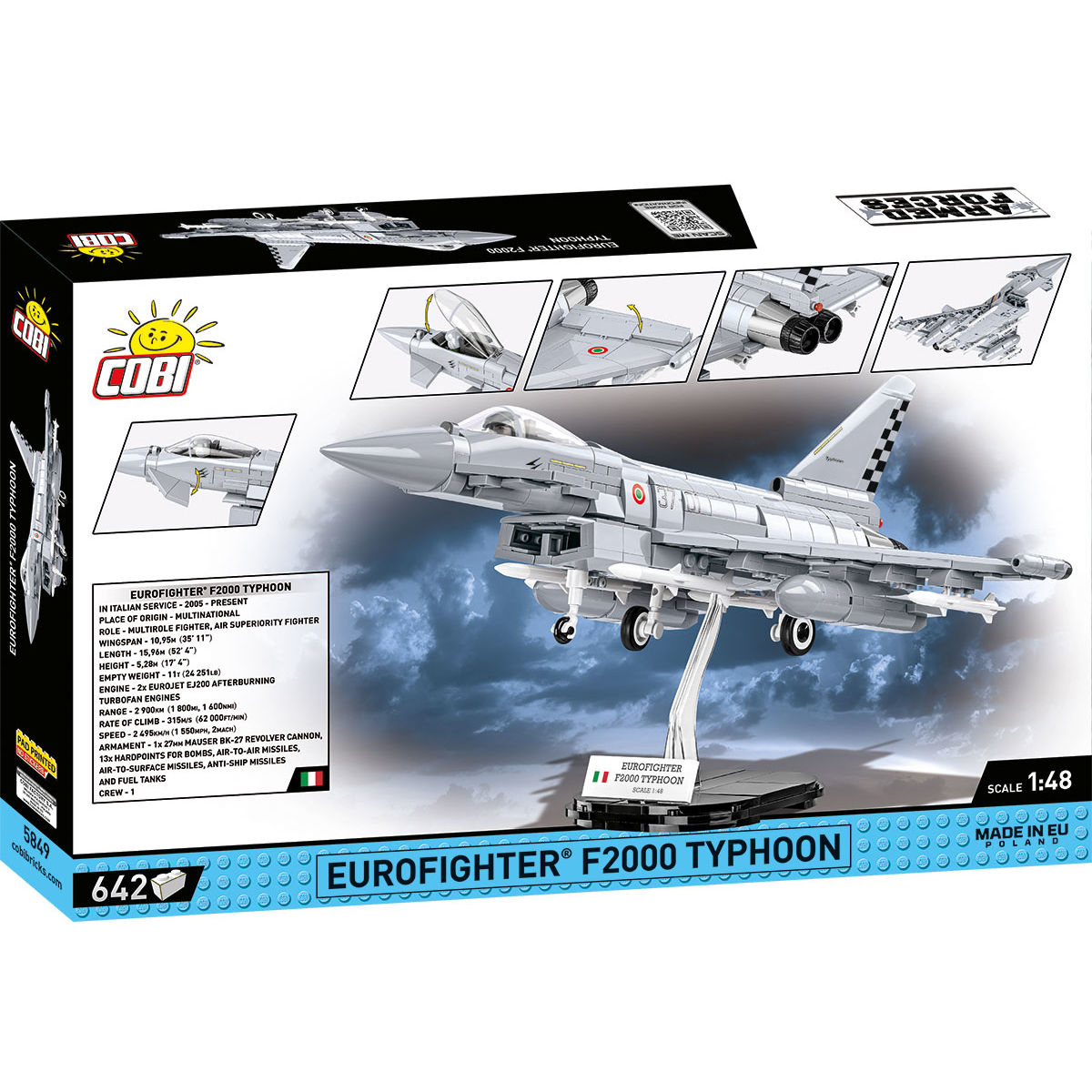 Eurofighter F2000 Typhoon z podwoziem i podstawką ekspozycyjną