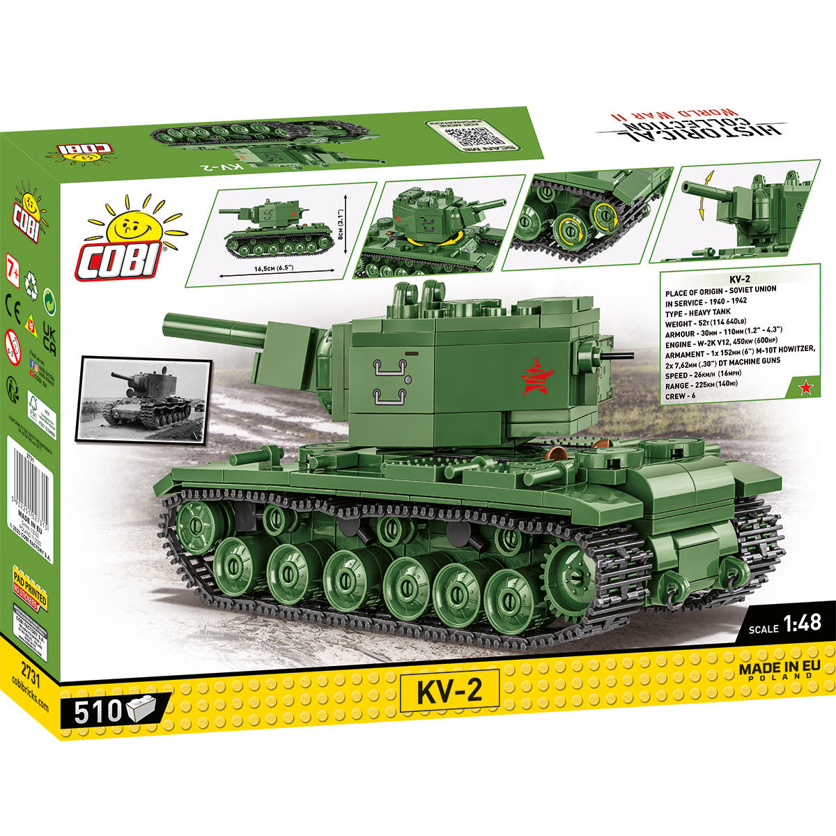Model czołgu KV-2 z klocków COBI