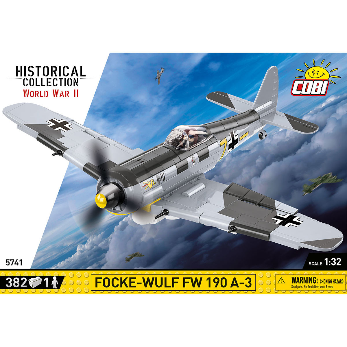 Zbliżenie modelu Focke-Wulf Fw 190 A-3 z widocznymi oznaczeniami