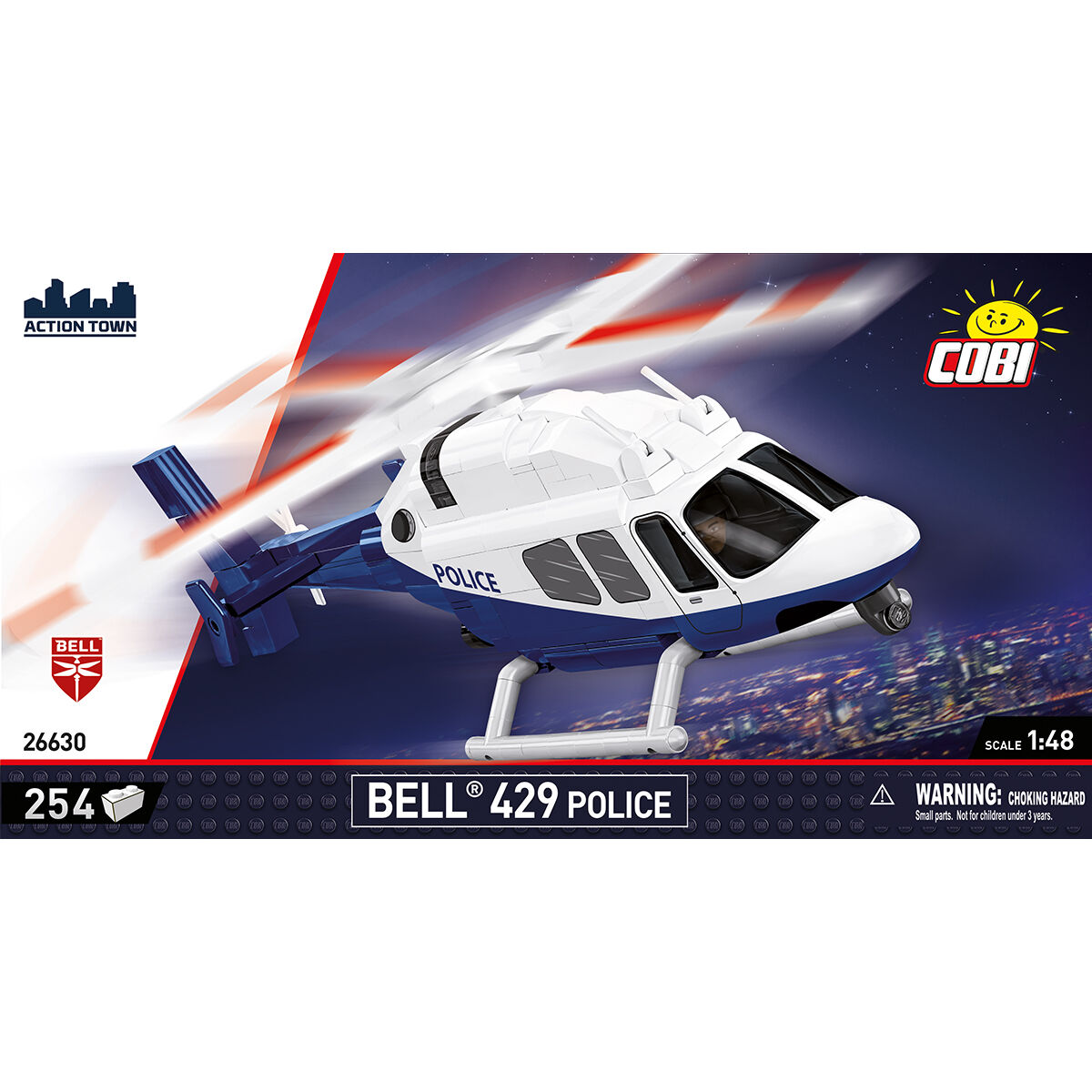 Widok policyjnego śmigłowca Bell 429 z góry