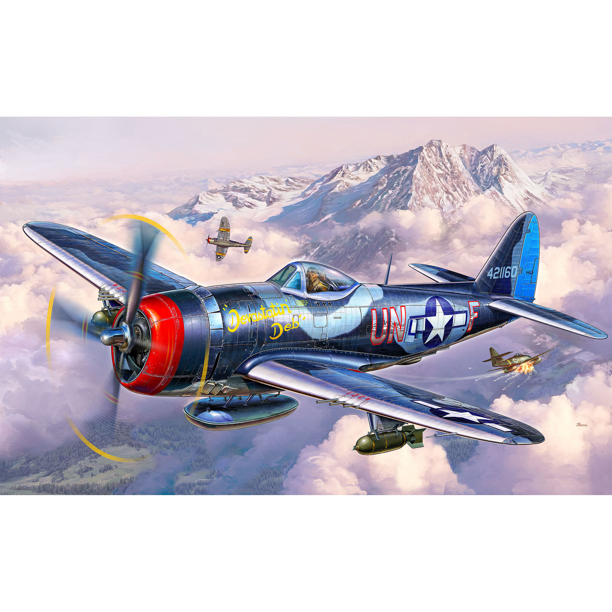 Ilustracja samolotu P-47M Thunderbolt z zestawu Revell