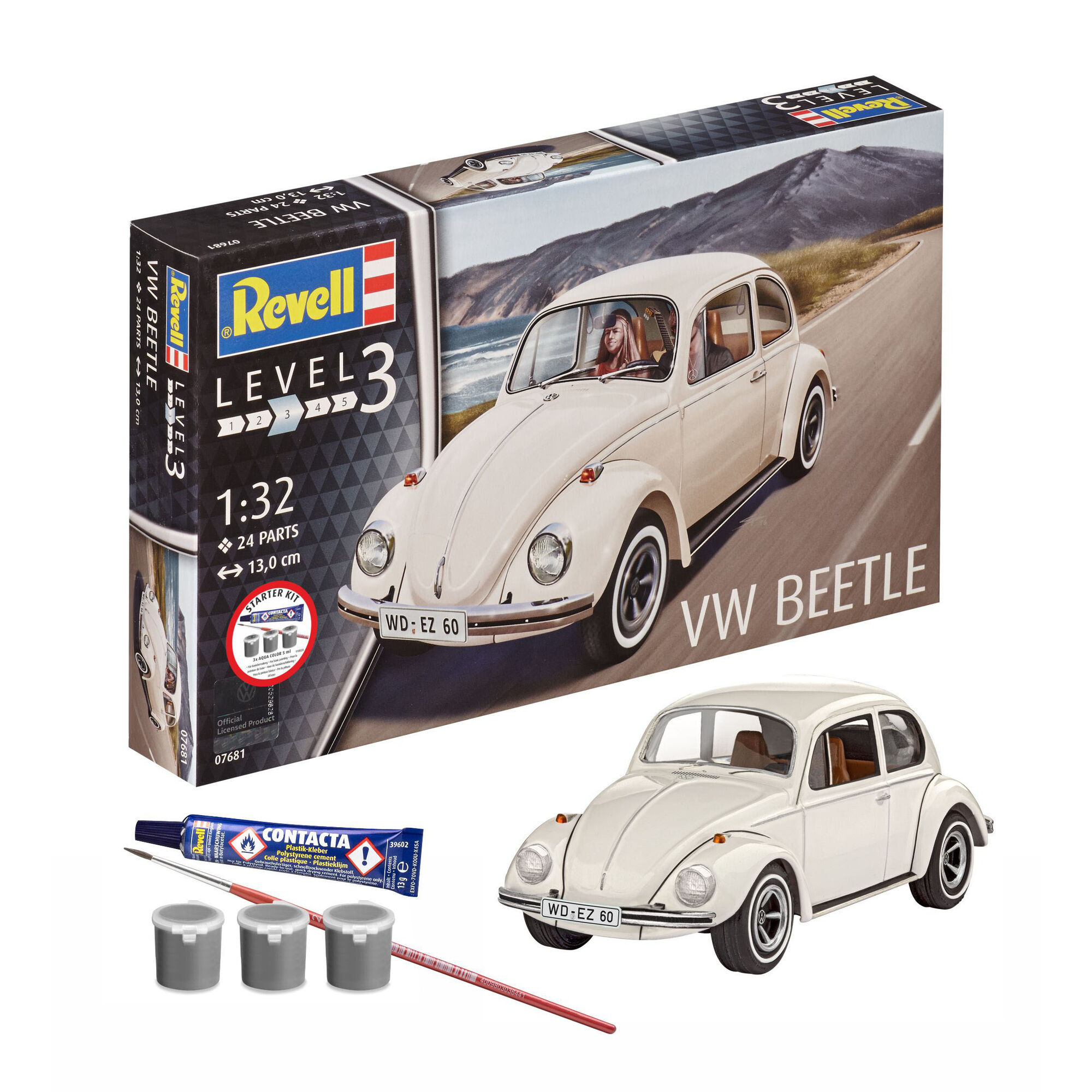 Zestaw VW Beetle z farbami, klejem i pędzelkiem