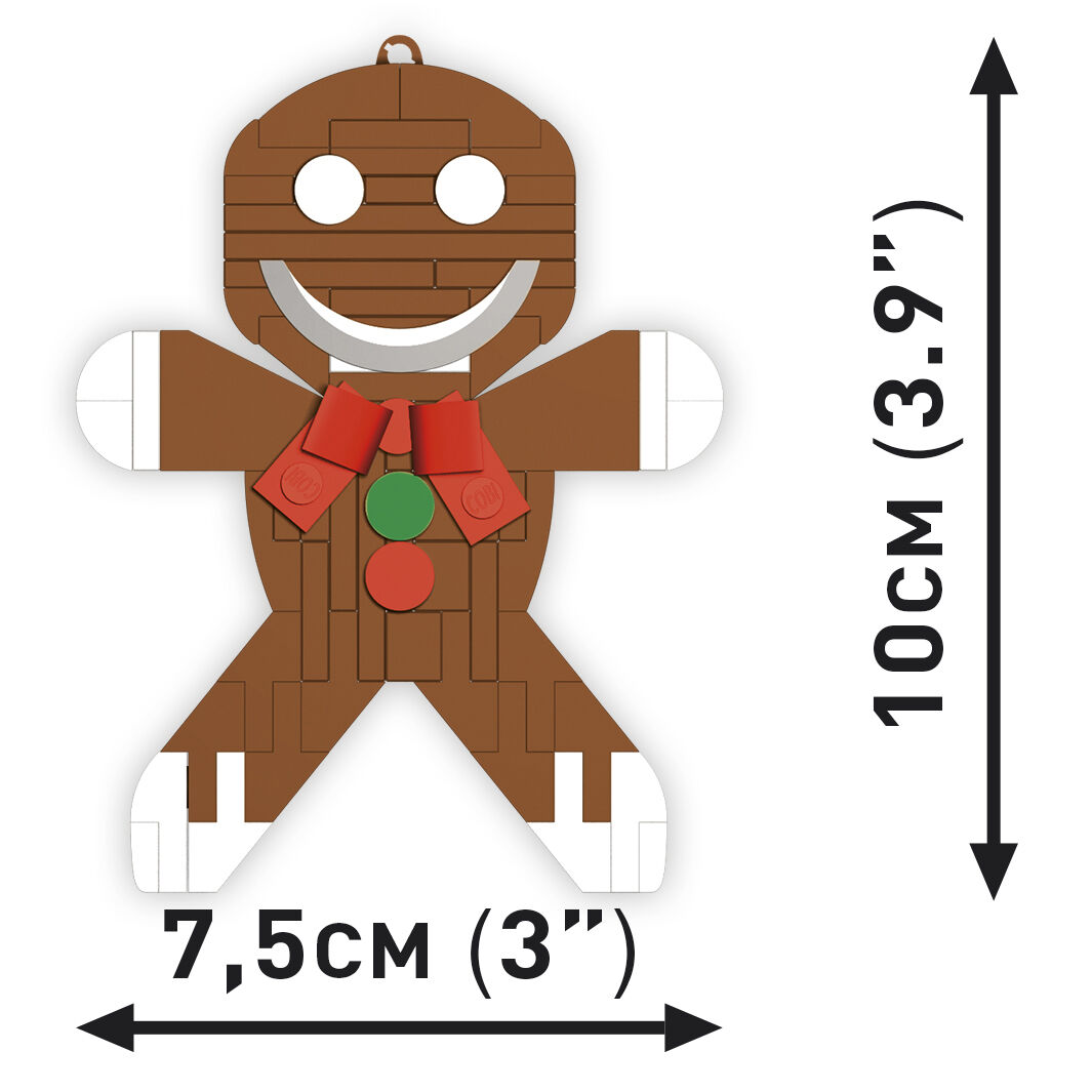 Wymiary piernikowego ludzika: 7,5 cm na 10 cm