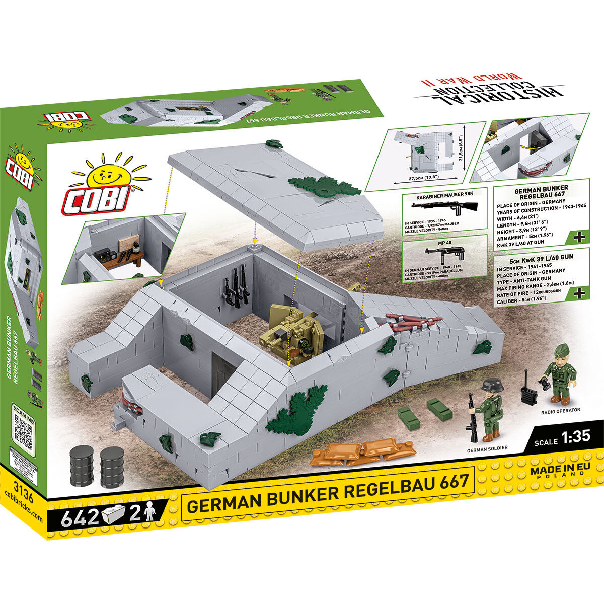 Model bunkra Regelbau 667 z otwartym dachem i wyposażeniem