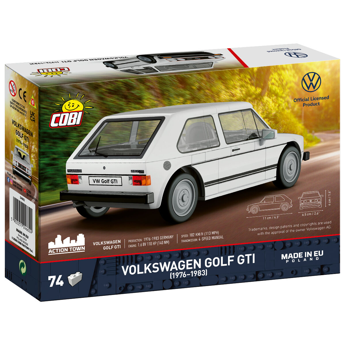 Volkswagen Golf GTI widziany od tyłu na opakowaniu zestawu