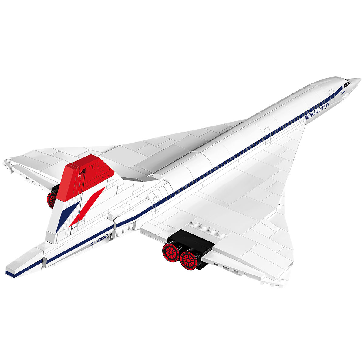 Zbliżenie modelu Concorde G-BBDG z wysuniętym podwoziem