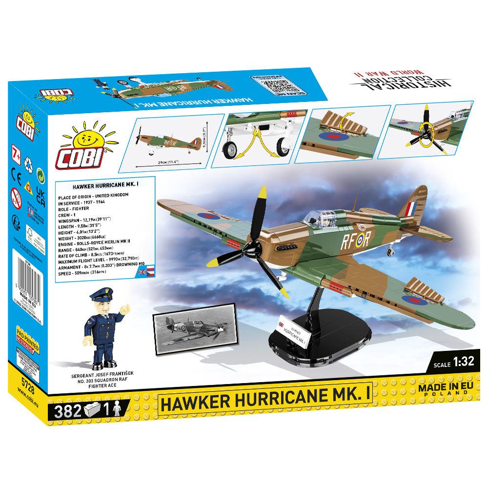 Model Hawker Hurricane Mk I z podstawką ekspozycyjną