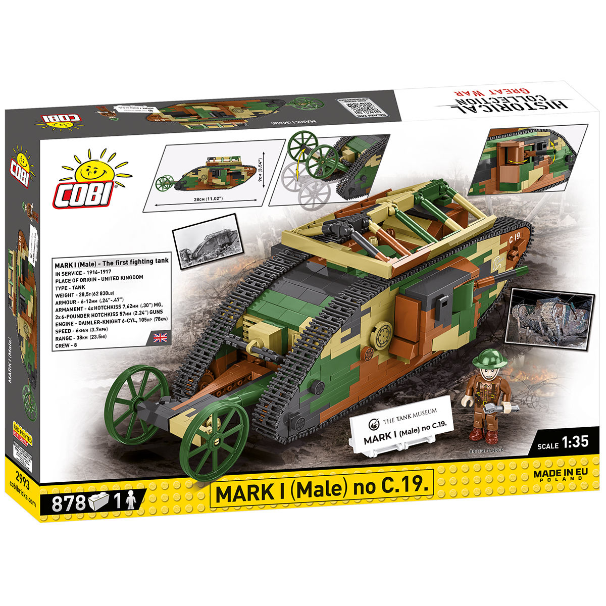 Model czołgu Mark I (Male) No C.19. z figurką czołgisty