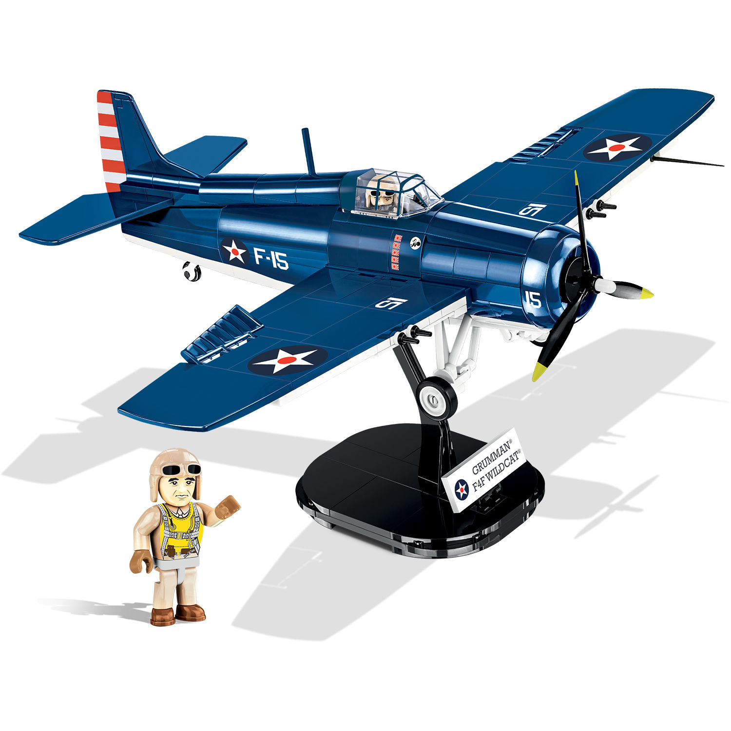 F4F Wildcat z widocznymi nadrukami i figurką pilota