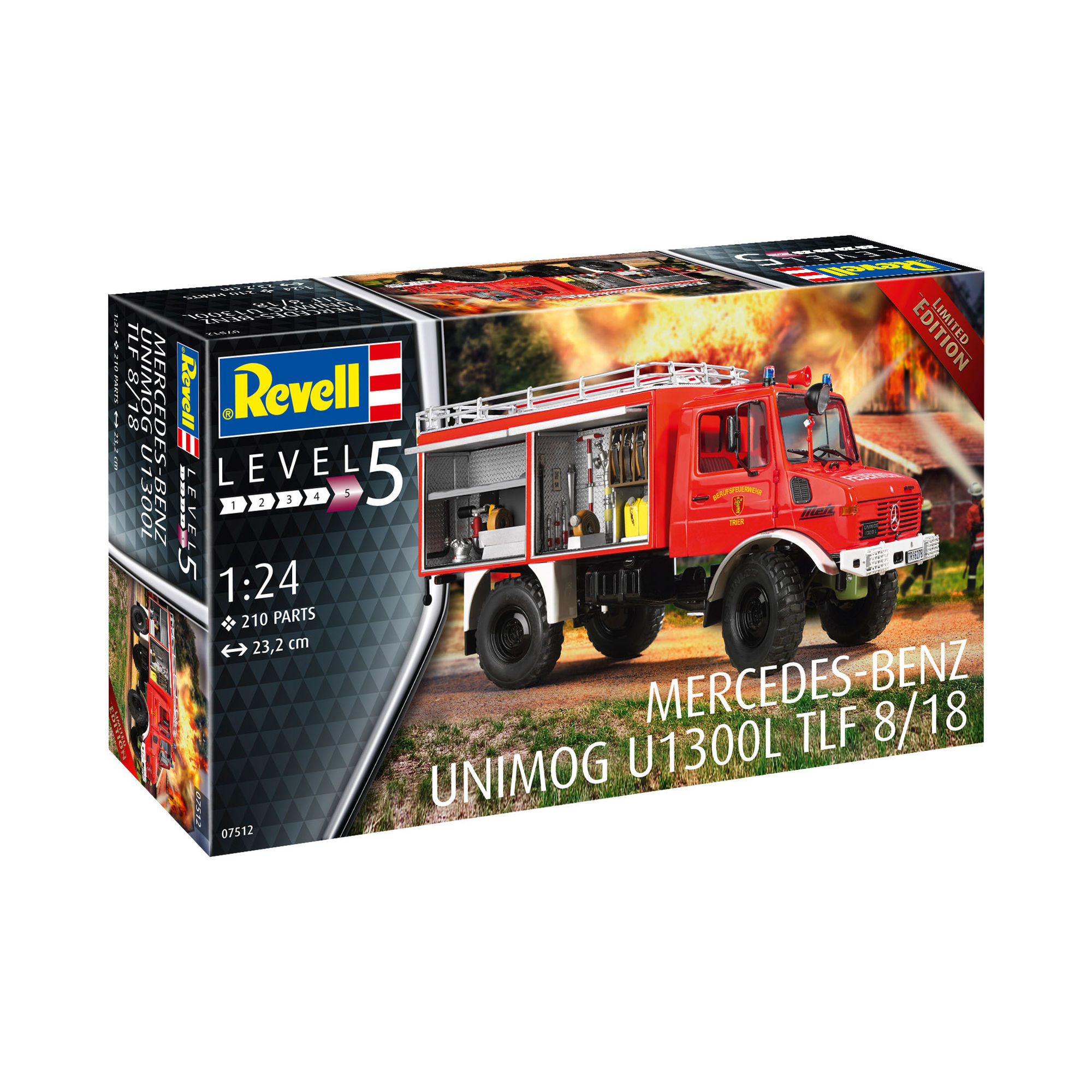 Pudełko modelu Mercedes-Benz Unimog U1300L TLF 8/18 w skali 1:24