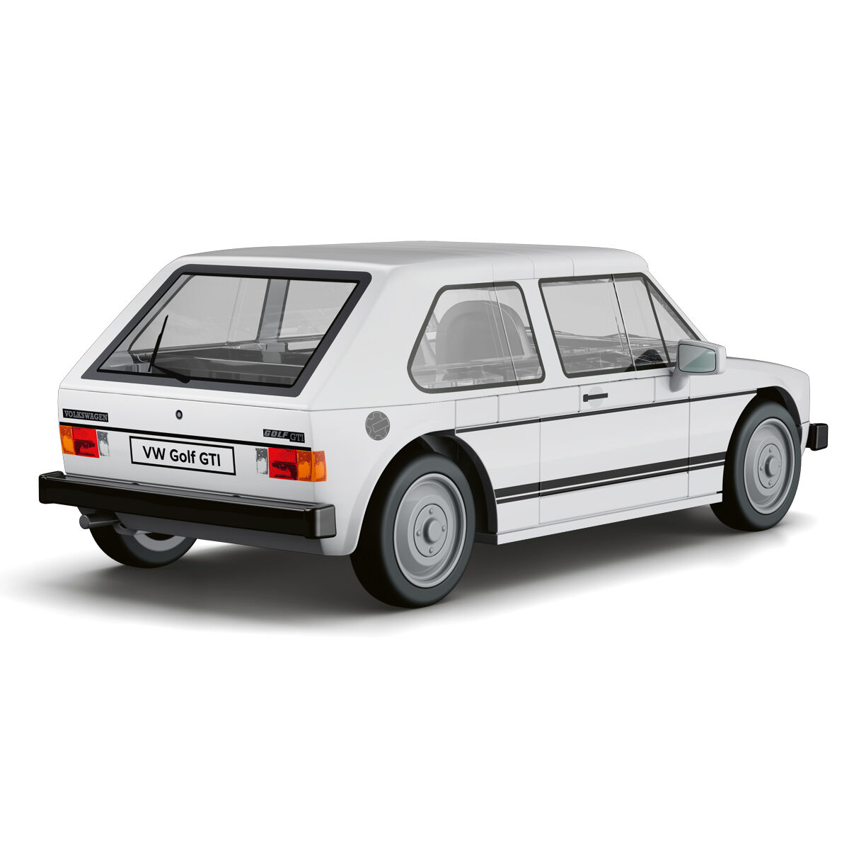 Zbudowany model Volkswagena Golfa GTI w widoku od tyłu
