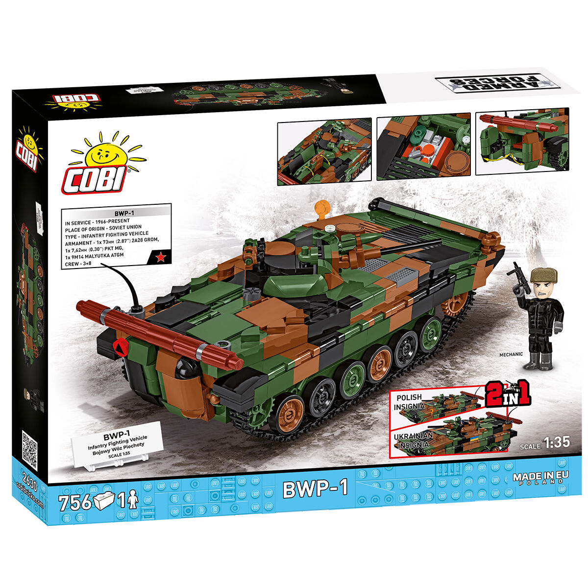 Model BWP-1 z figurką i tabliczką kolekcjonerską