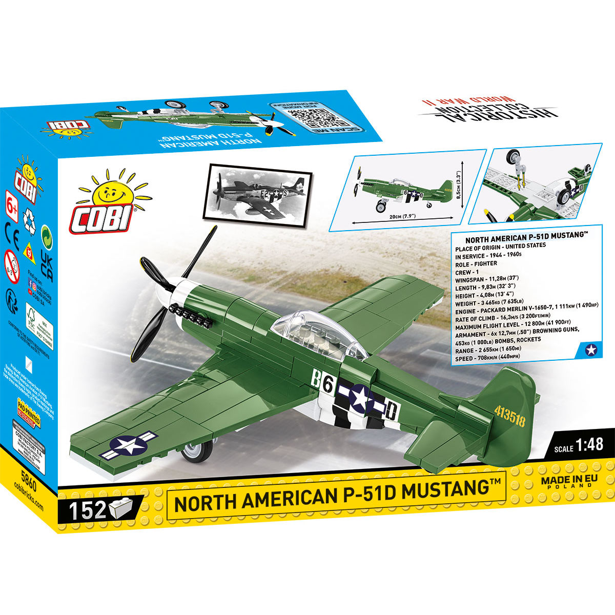Model samolotu North American P-51D Mustang z klocków