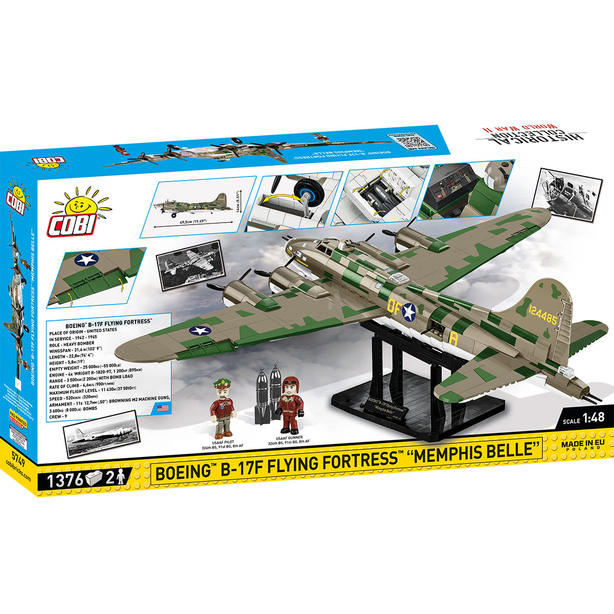Model Boeing B-17F Memphis Belle na podstawce ekspozycyjnej