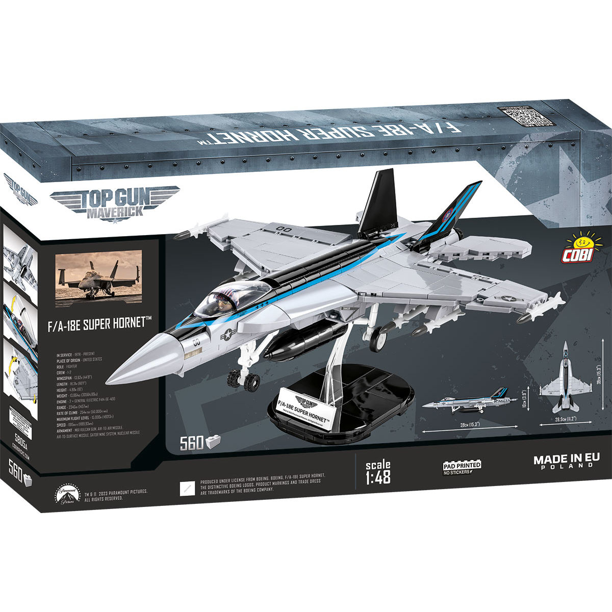 Model F/A-18E Super Hornet z podstawką ekspozycyjną