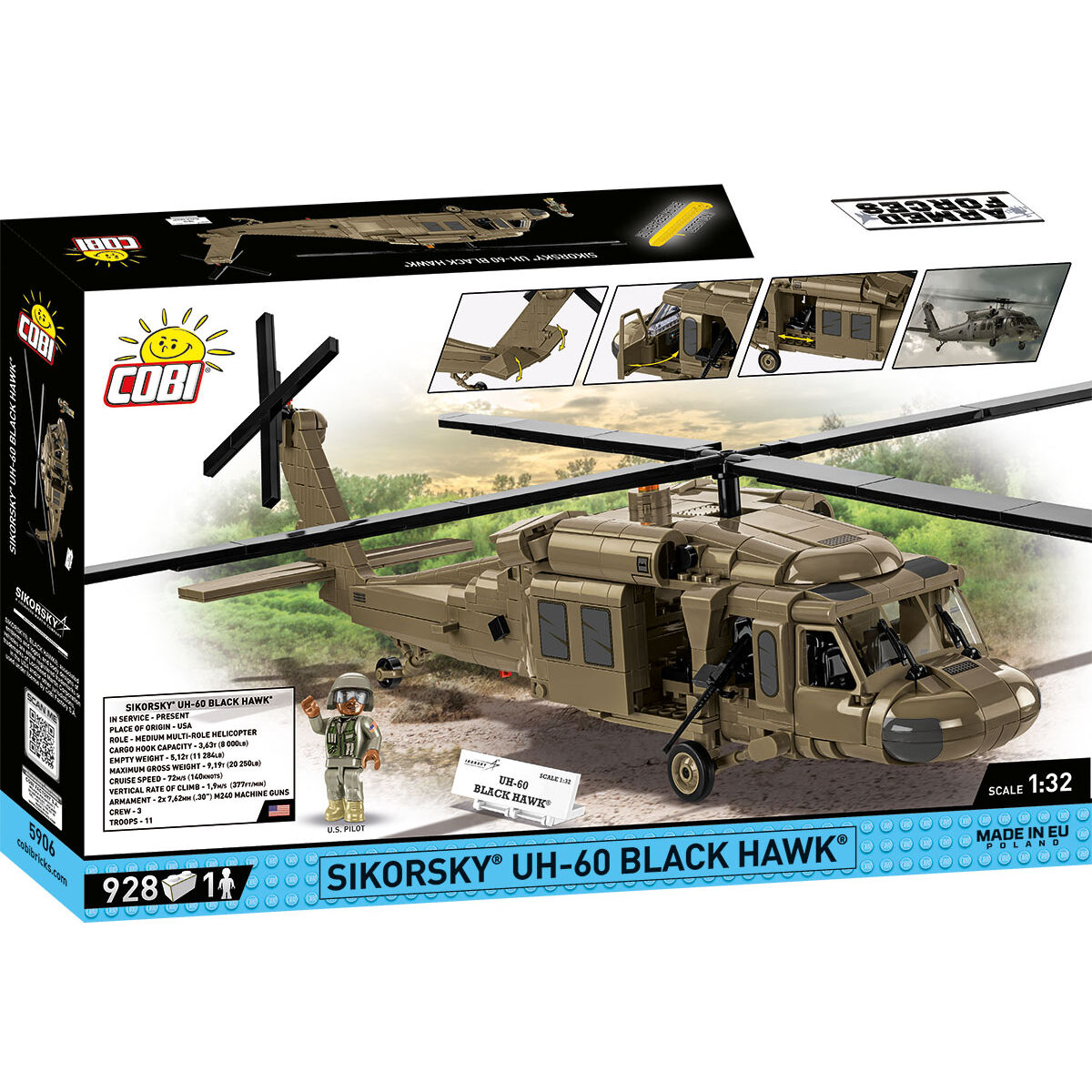 Model śmigłowca Sikorsky UH-60 Black Hawk z otwartymi drzwiami