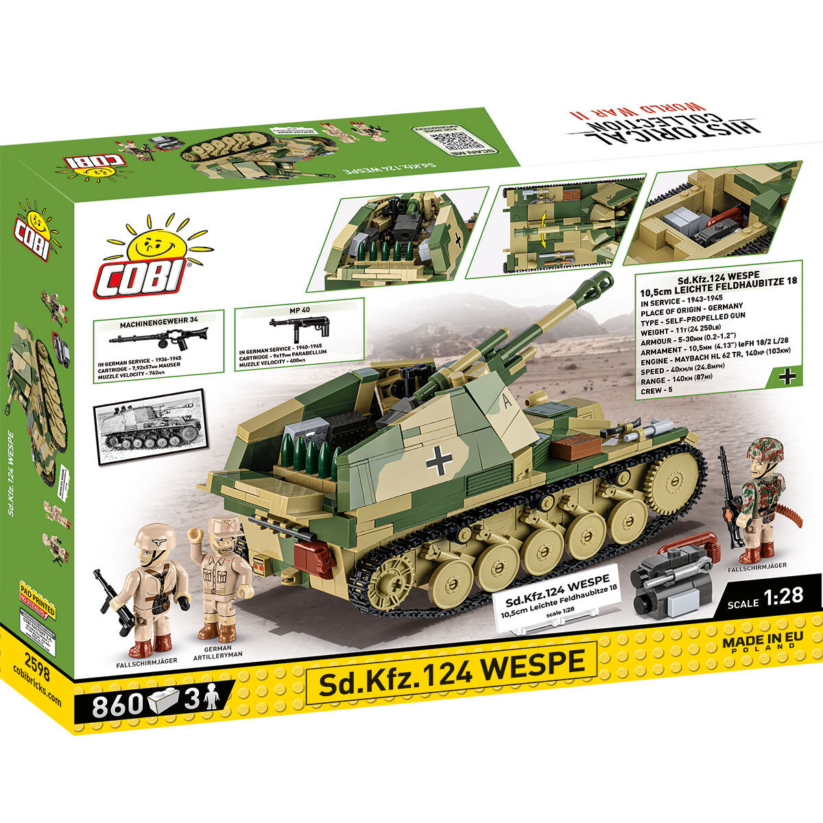 Model Sd.Kfz. 124 Wespe z zestawu konstrukcyjnego