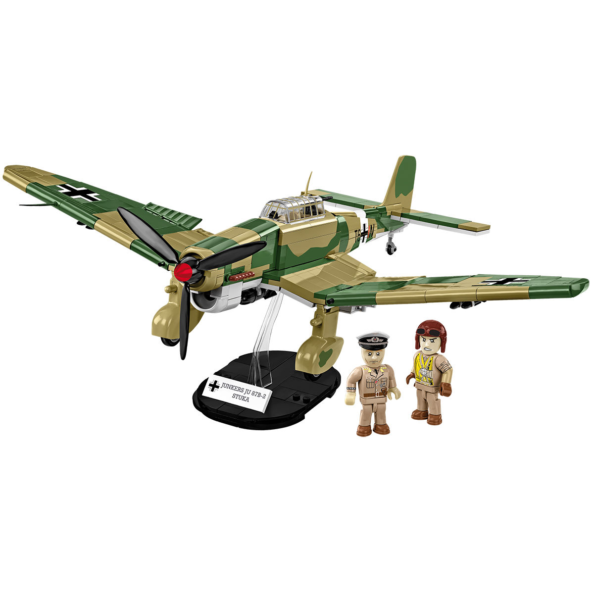 Zbudowany Junkers Ju 87 B-2 na podstawce ekspozycyjnej
