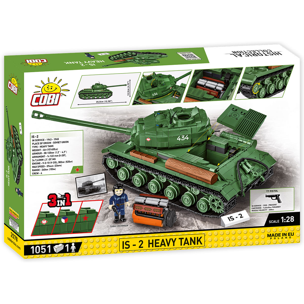 Model czołgu IS-2 z widocznym wyjmowanym silnikiem