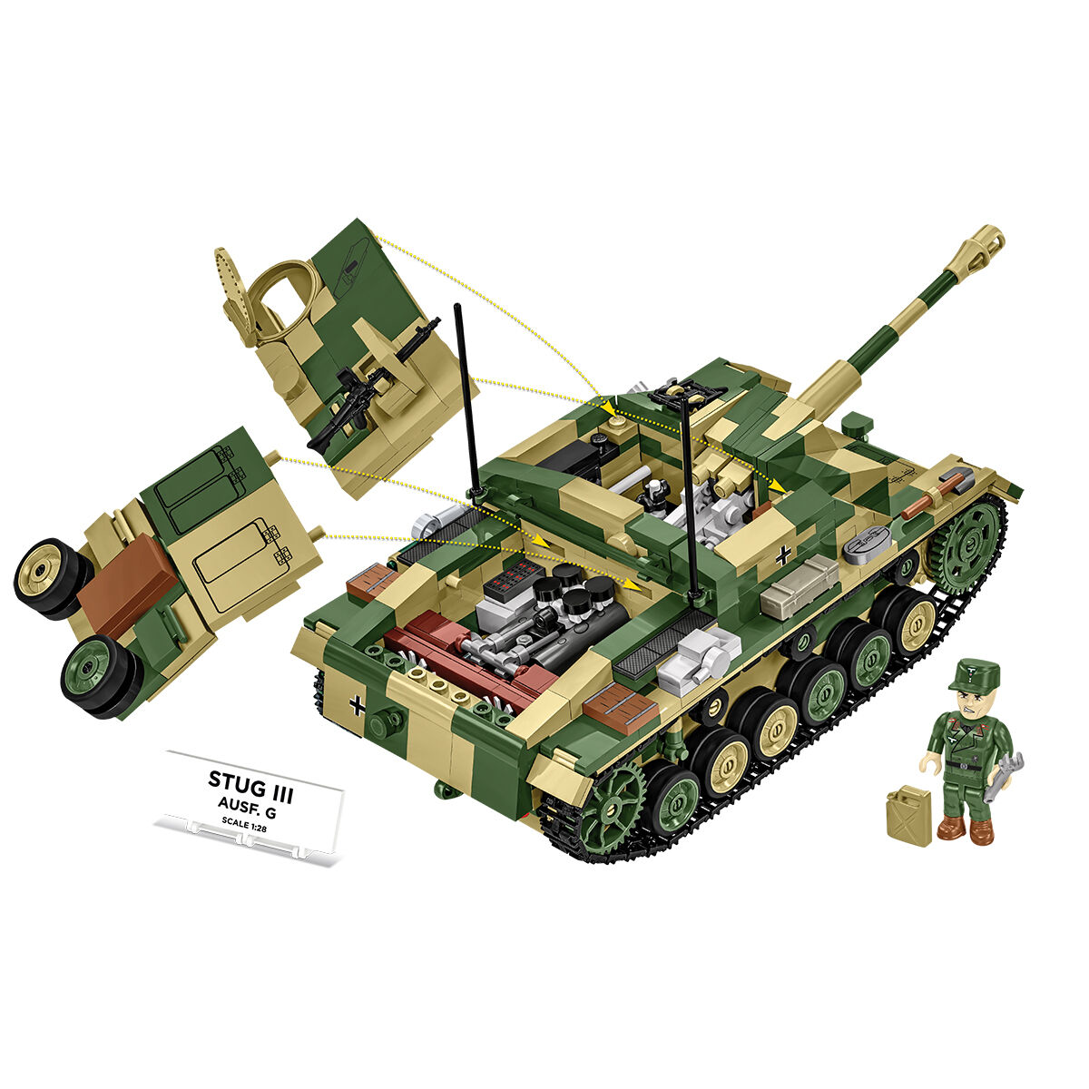 StuG III Ausf. G z odsłoniętym wnętrzem i wyjętym silnikiem