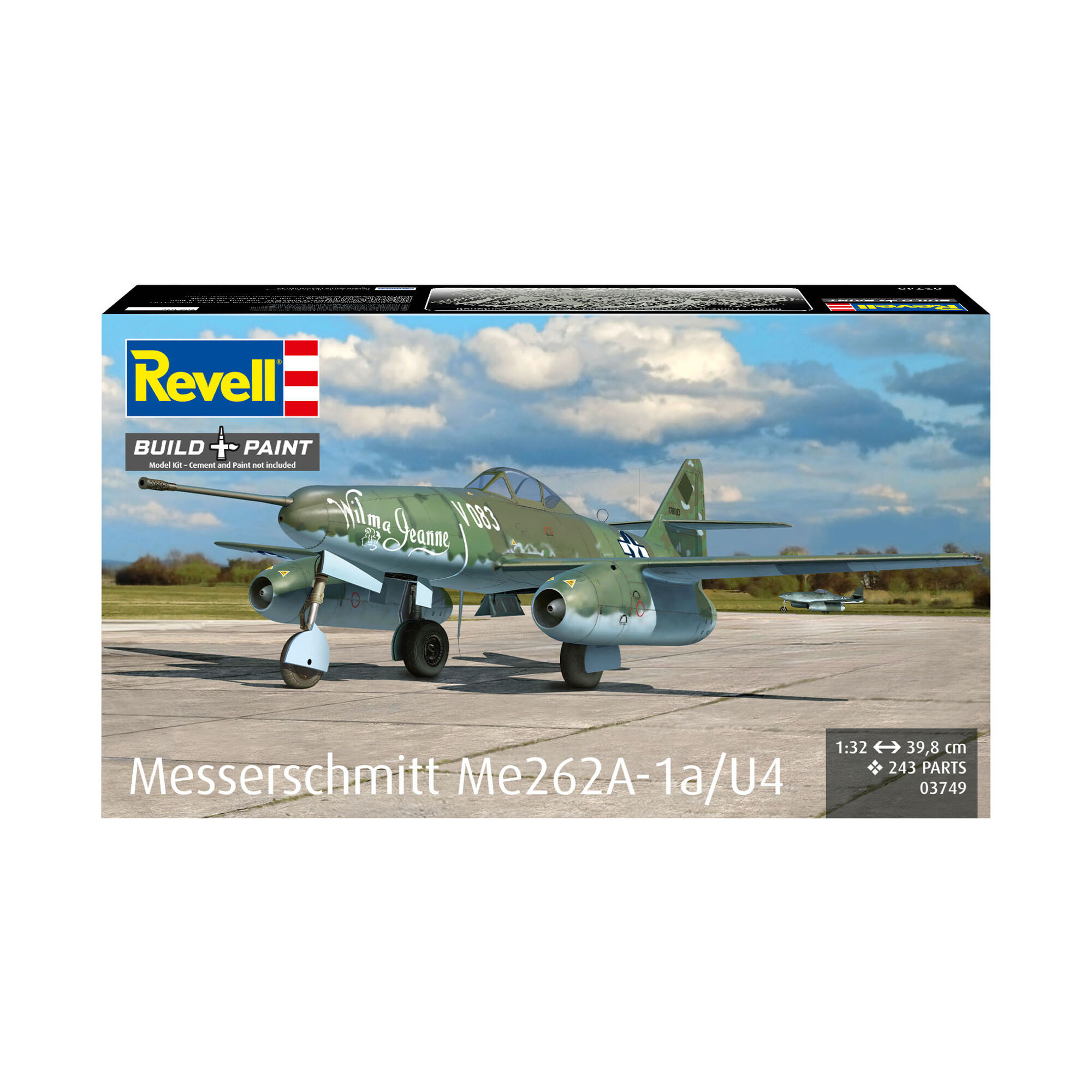 Model samolotu Messerschmitt Me262A-1a/U4 na tle pudełka