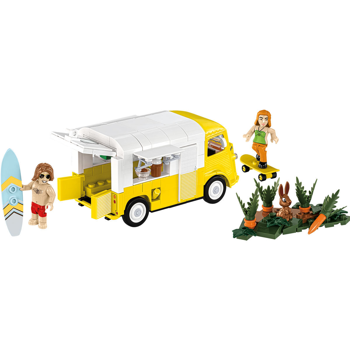Model Citroën Type H z polanką, króliczkiem i figurką na deskorolce