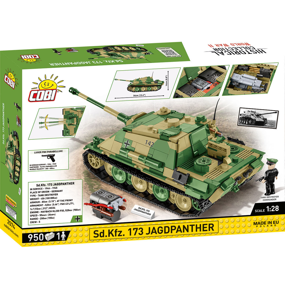 Jagdpanther z widokiem na górę i tył modelu