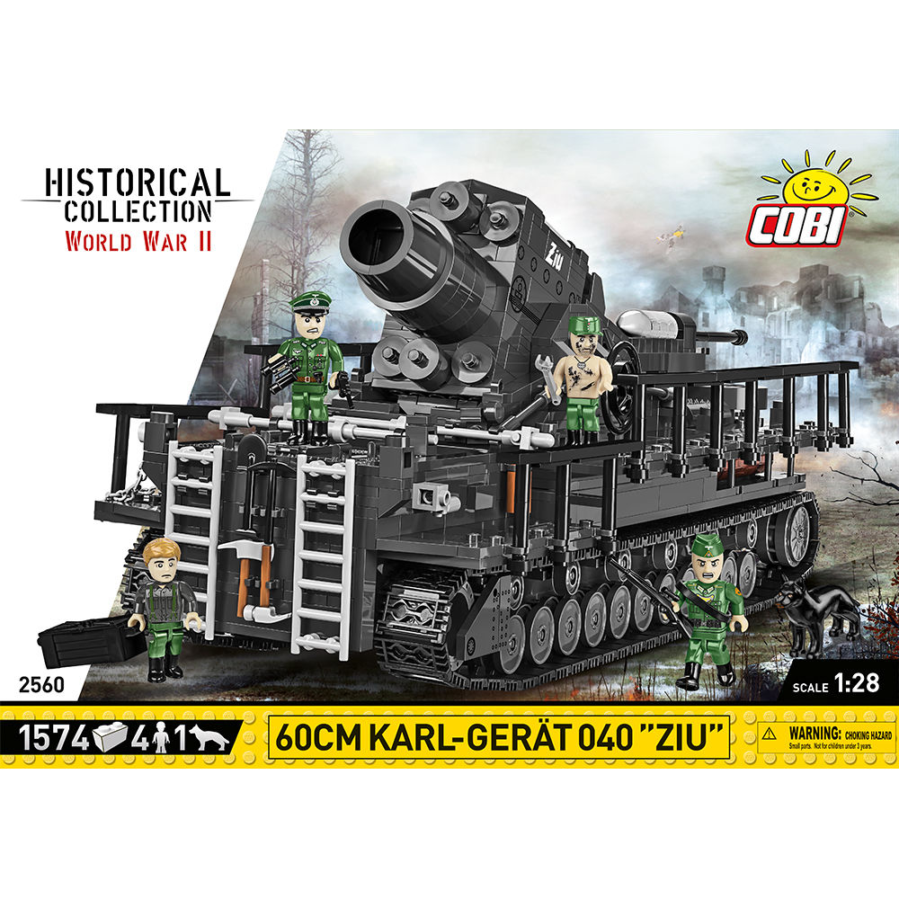 Karl-Gerät 040 „Ziu” z przodu, z widoczną ruchomą lufą