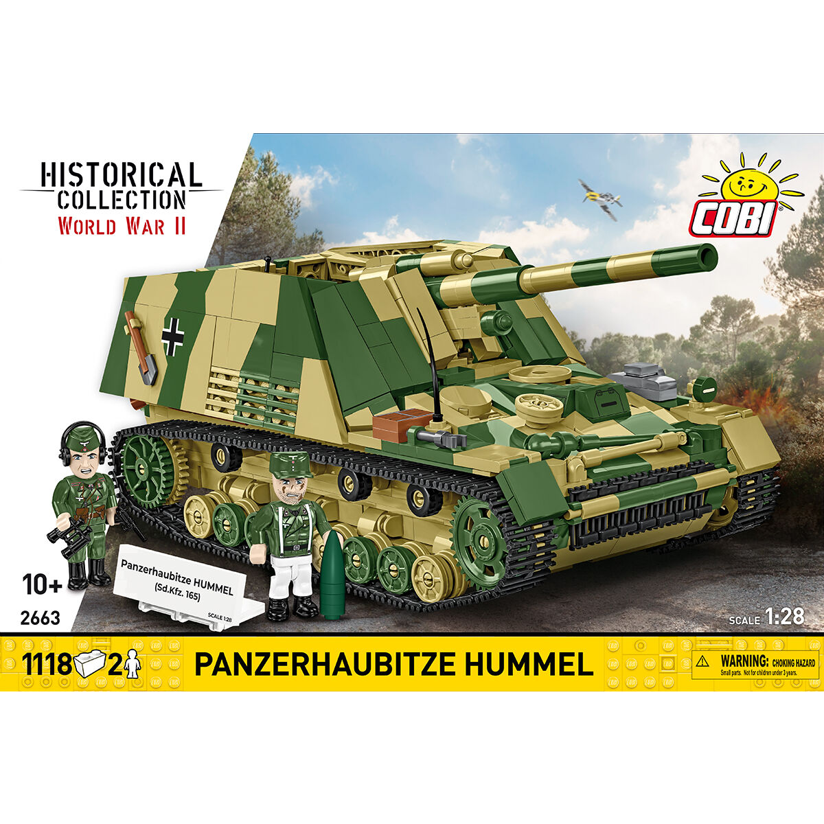 Zbudowana Panzerhaubitze Hummel z otwartym wnętrzem i figurkami