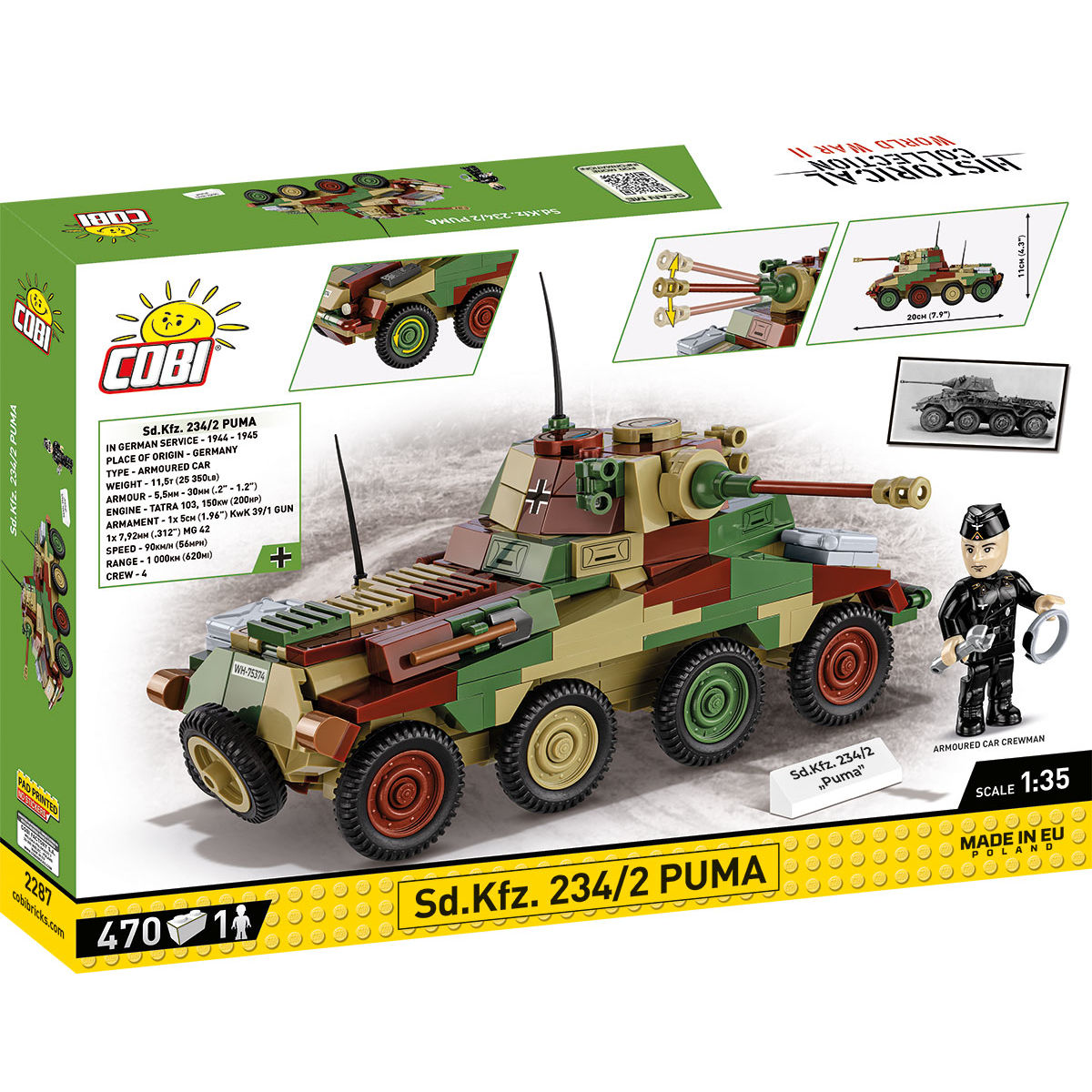 Model COBI Sd.Kfz 234/2 Puma z figurką członka załogi