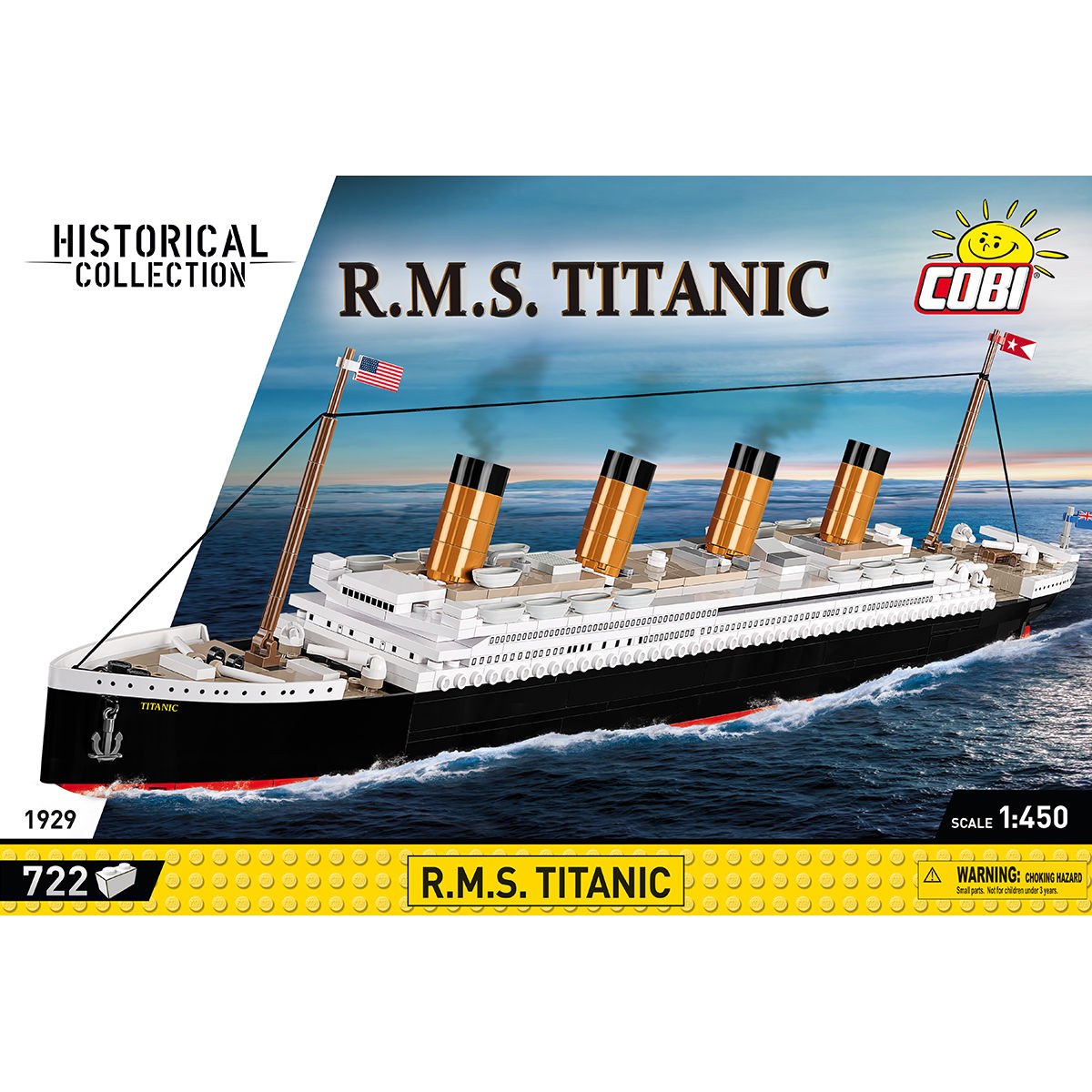 R.M.S. Titanic w skali 1:450 z widocznym olinowaniem