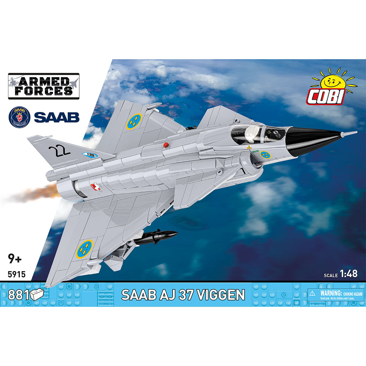 Model Saab JA 37 Viggen w widoku z przodu