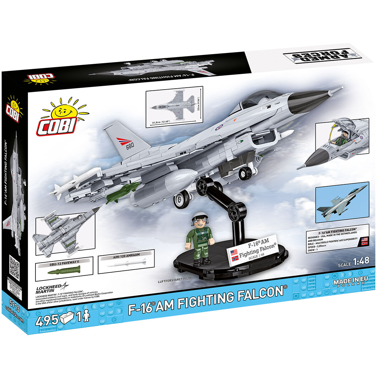 Model F-16AM z figurką pilota i podstawką ekspozycyjną