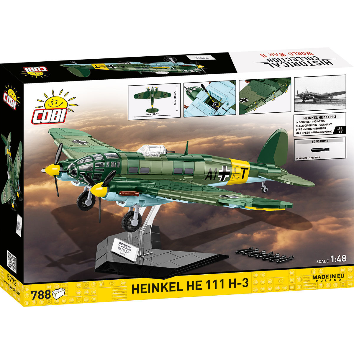 Model Heinkel He 111 H-3 z podstawką ekspozycyjną