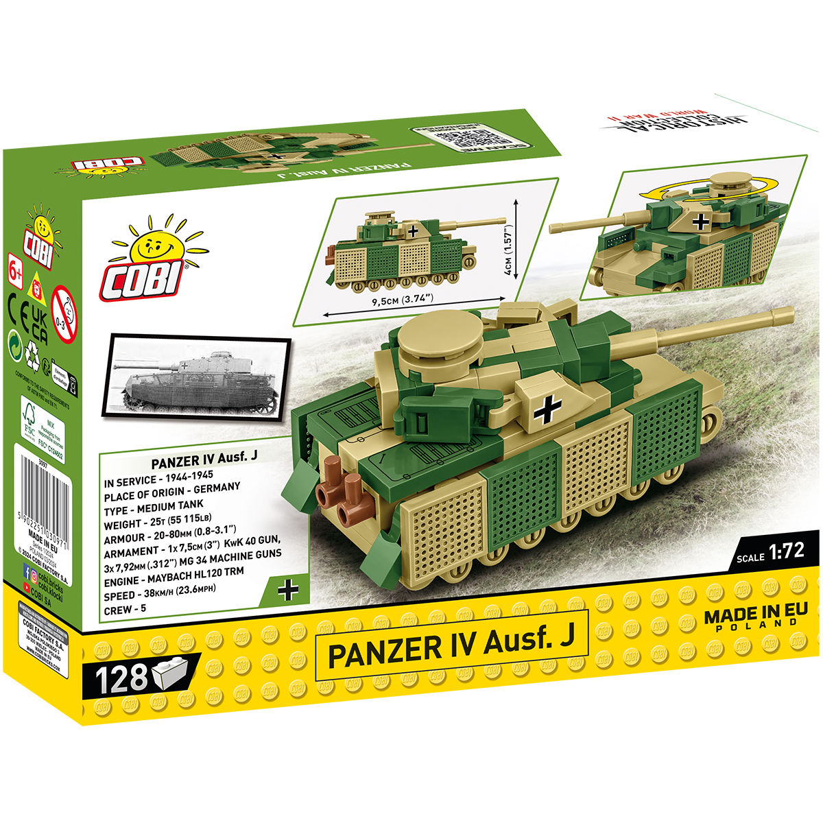 Opakowanie zestawu Panzer IV Ausf. J, 128 klocków, skala 1:72