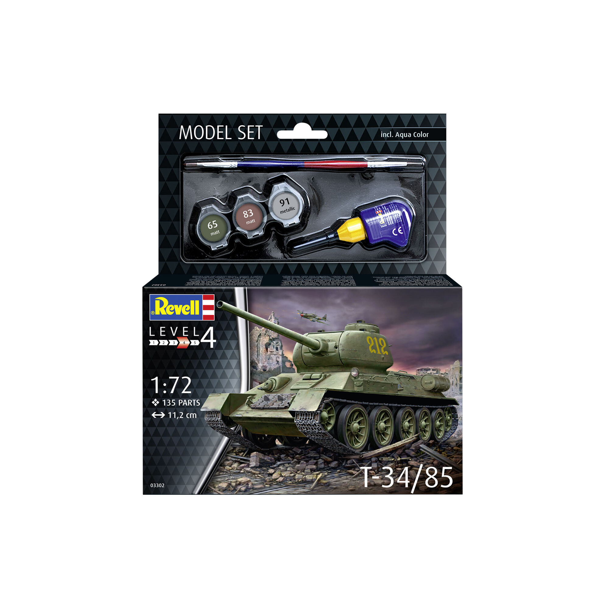 Zestaw Revell T-34/85 z farbami, klejem i pędzlami