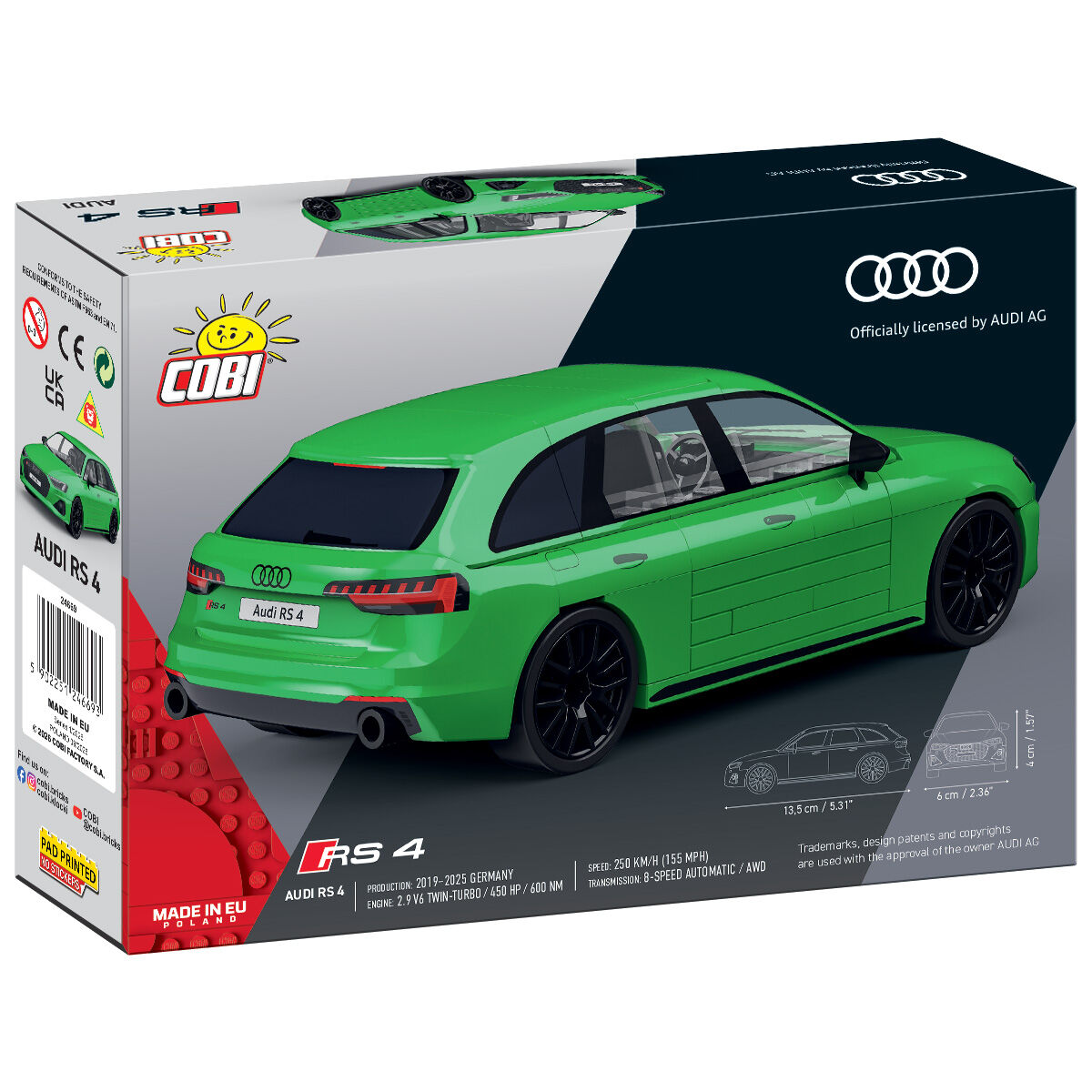 Model Audi RS 4 widziany od tyłu z boku