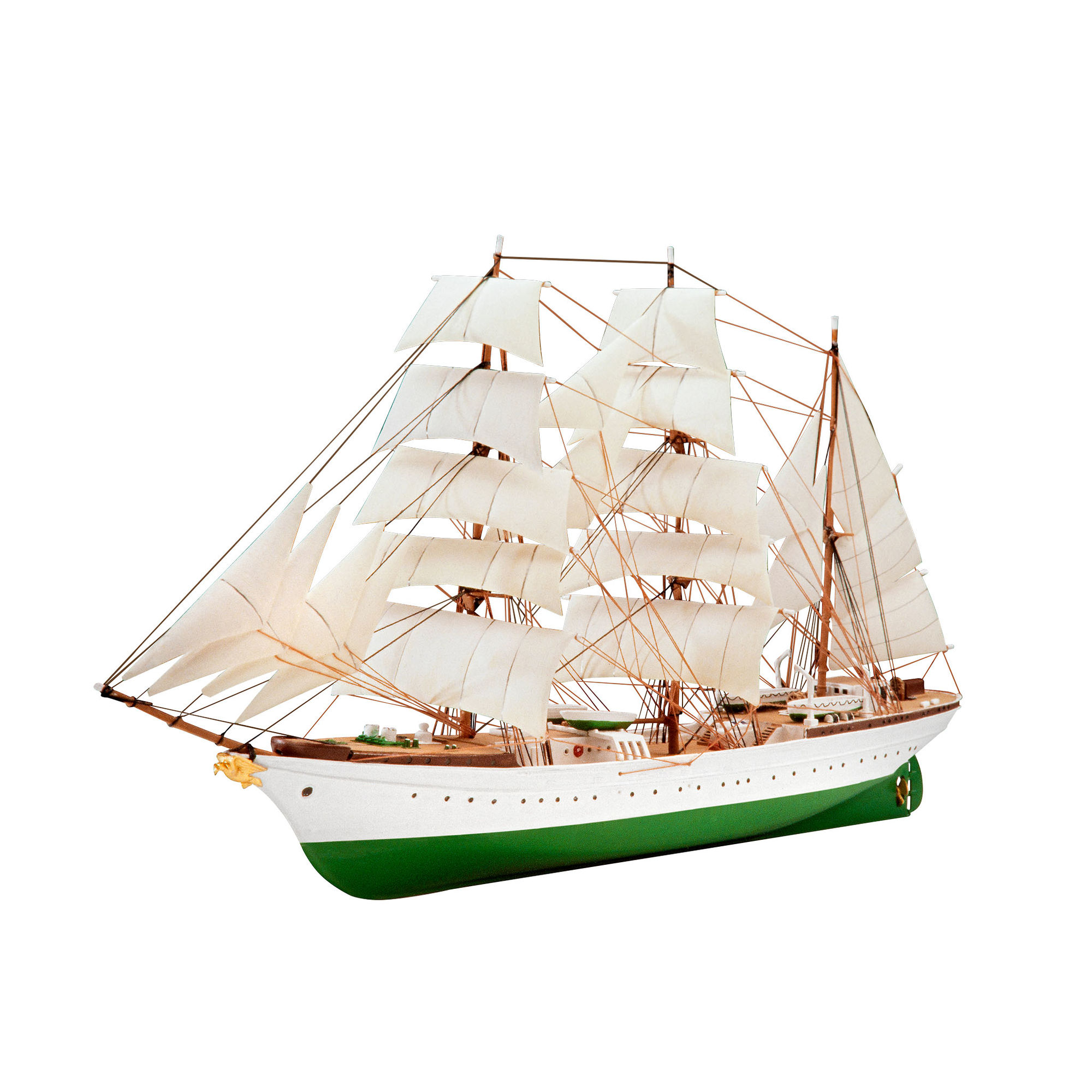 Złożony model żaglowca Gorch Fock z żaglami