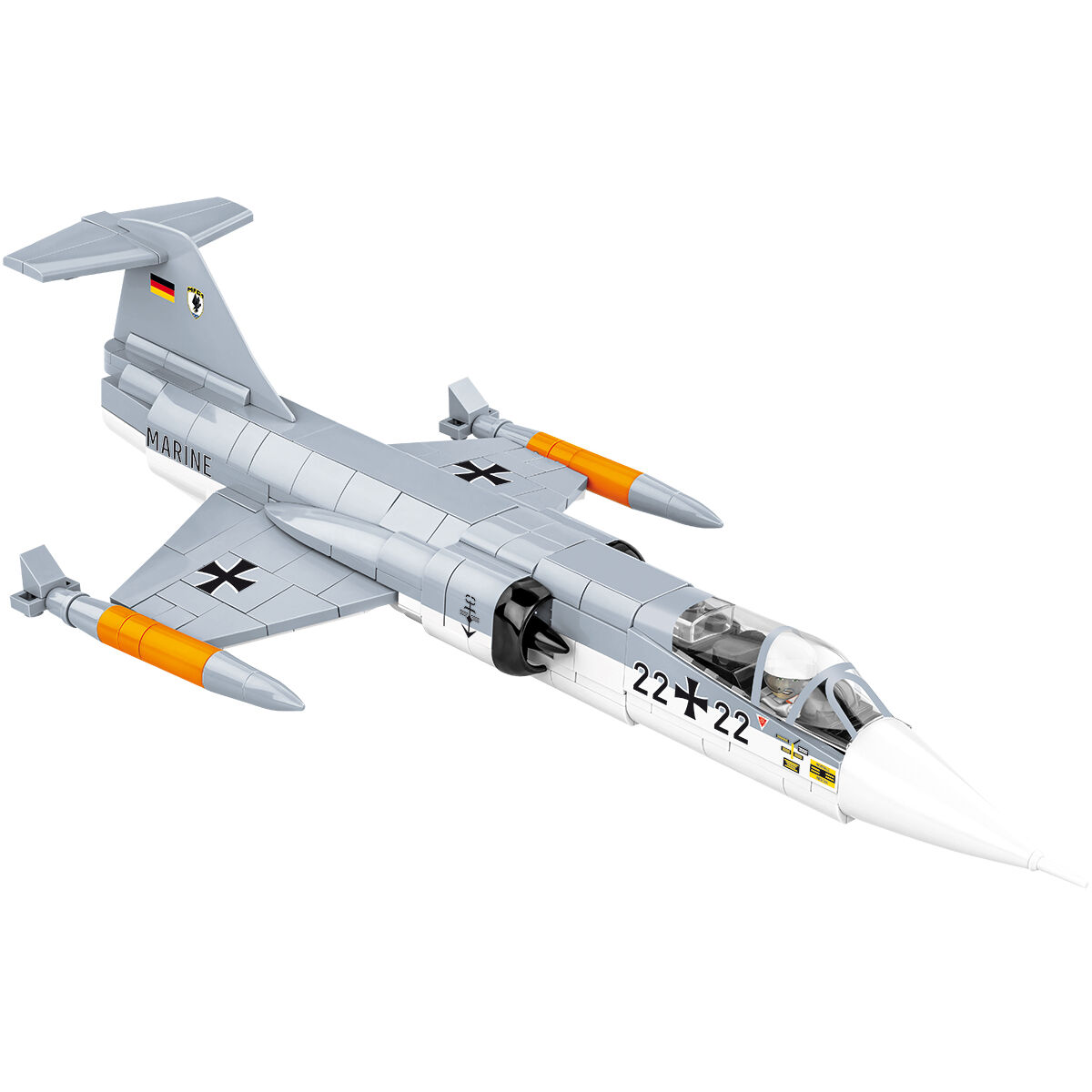 Zbliżenie modelu Lockheed F-104 Starfighter z detalami i nadrukami
