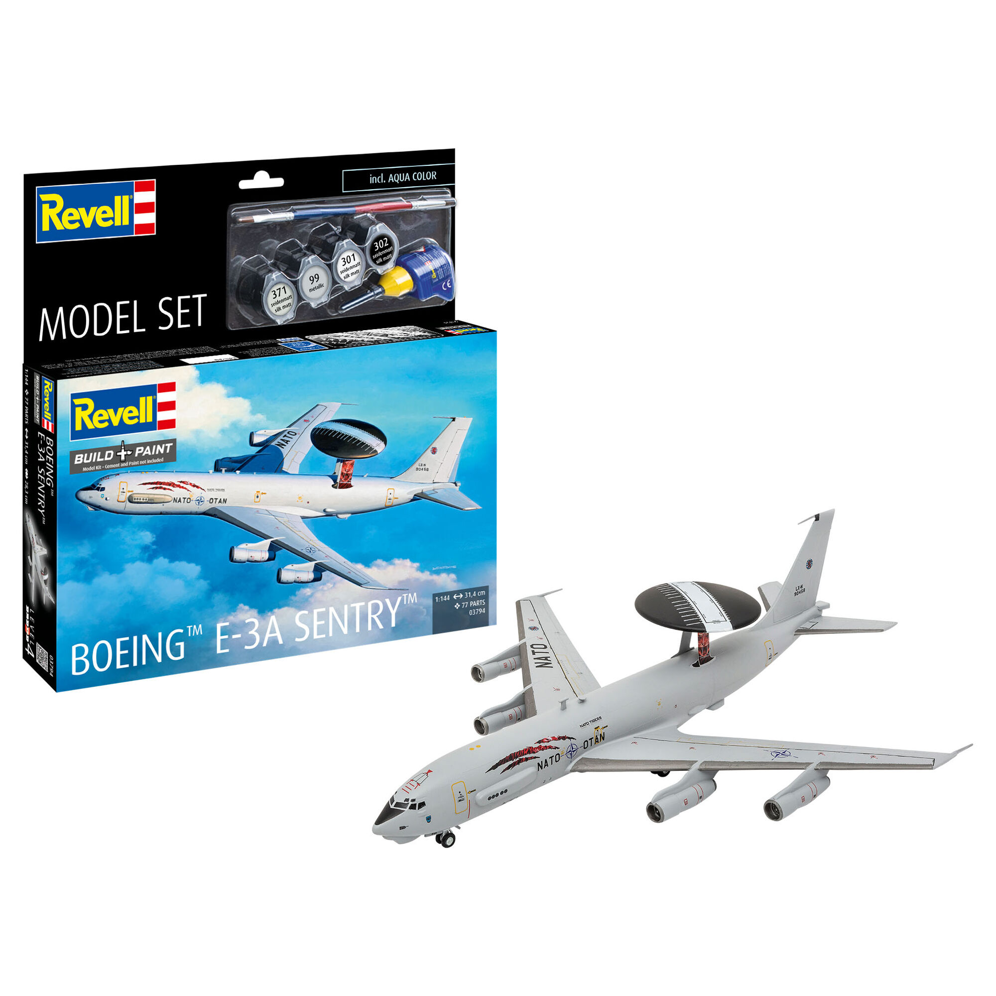 Zmontowany model Boeing E-3A Sentry z kopułą radarową
