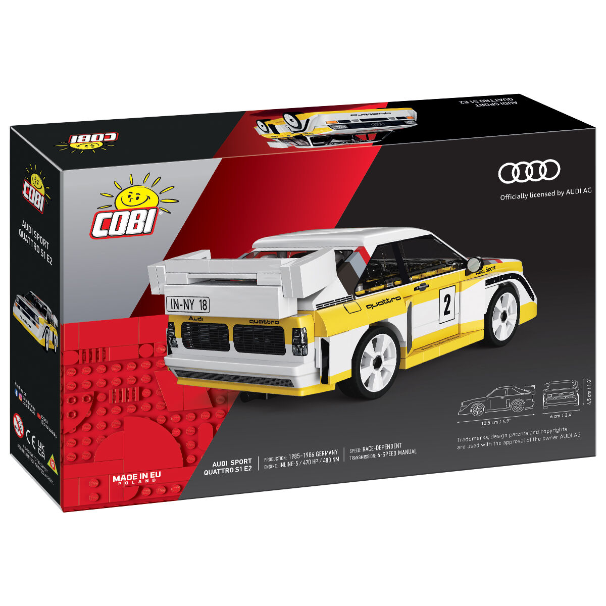 Tył modelu Audi Sport Quattro S1 E2 z dużym spojlerem