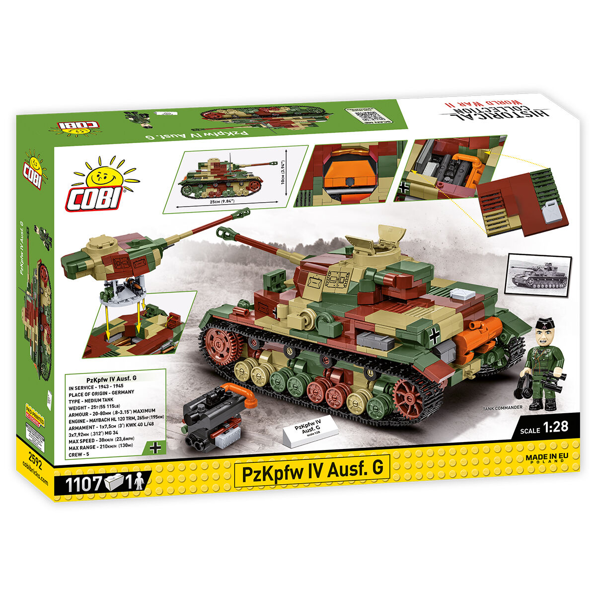 Model czołgu Panzer IV Ausf. G z figurką i miniaturowym silnikiem
