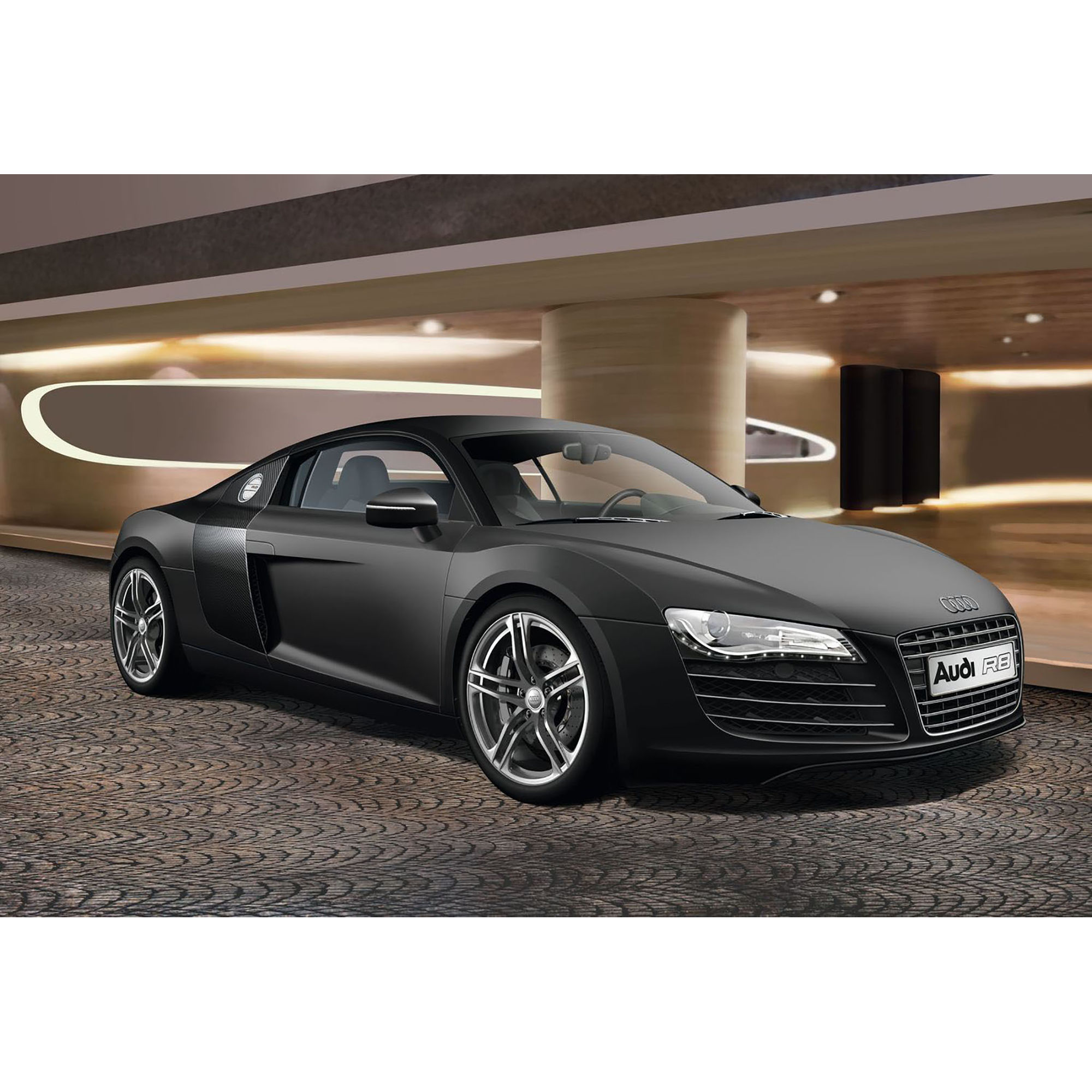 Model Audi R8 w czarnym kolorze, widok z przodu